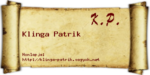 Klinga Patrik névjegykártya